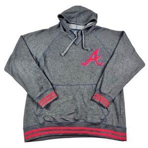 Stitches Atlanta Braves Hoodie Sweatshirt Mens Medium Gray Red A Logo MLB EUC
